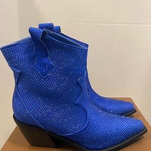 “New IN Box” Royal Blue Rhinestone Low Cowboy Boots